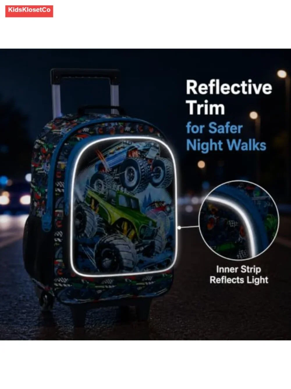 Rolling Backpack for Boys with Wheels, Telescopic Handle, Polyester, Water